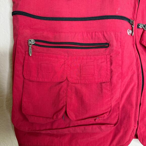Big Mountain Utility Vest Men's XL Red Mesh Lined Pockets V-Neck Full Zip Hiking - Picture 7 of 9